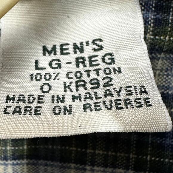 L.L.Bean Shirt Mens Large Flannel Button Down Plaid Blue Pocket Cotton Large - Picture 6 of 8